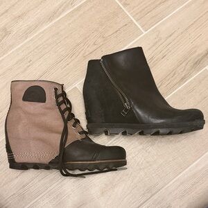 Sorel - both pairs sold together. Black and Tan, and all Black platform boots